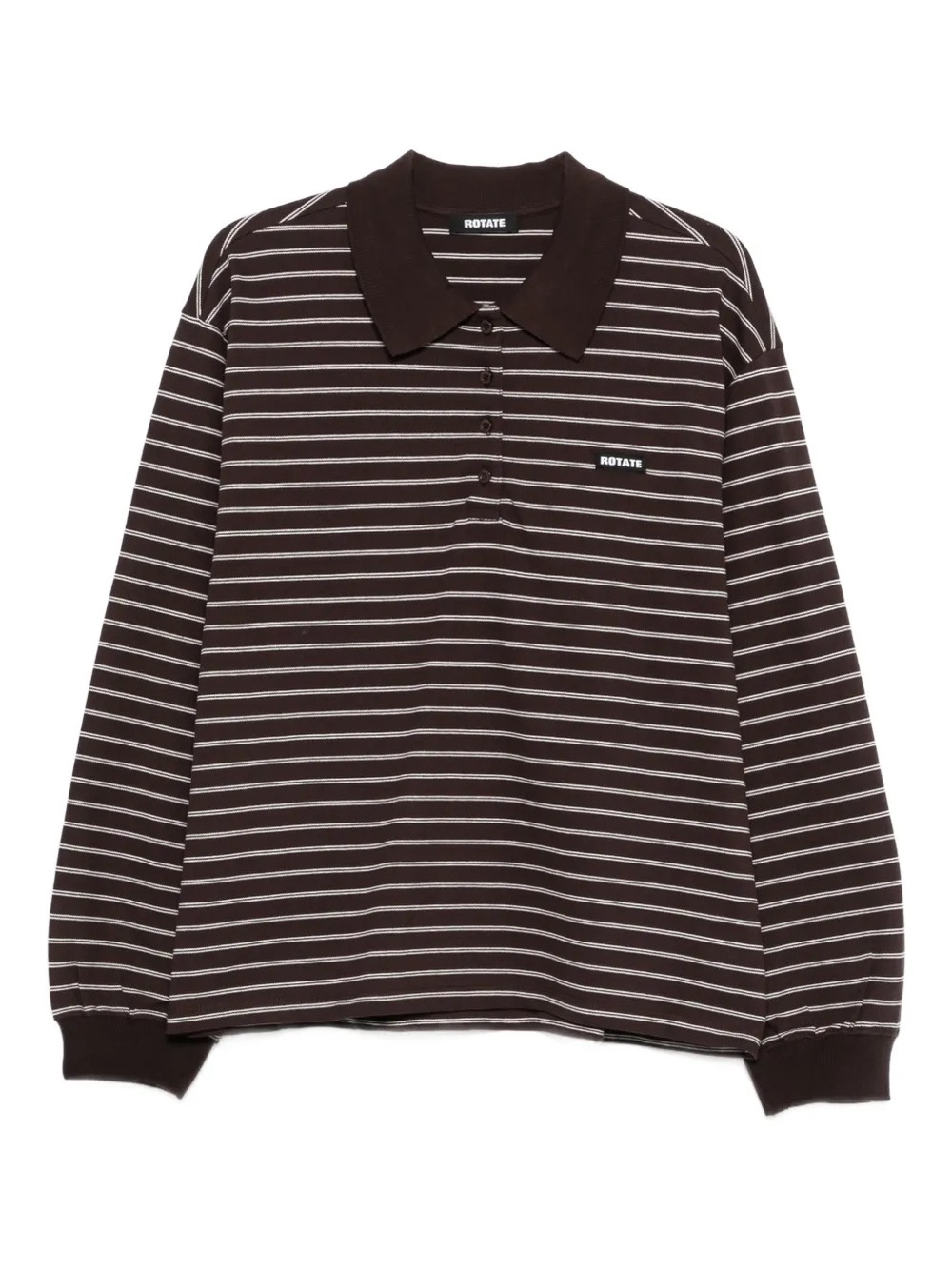Rotate Brown Striped Long-Sleeve Polo